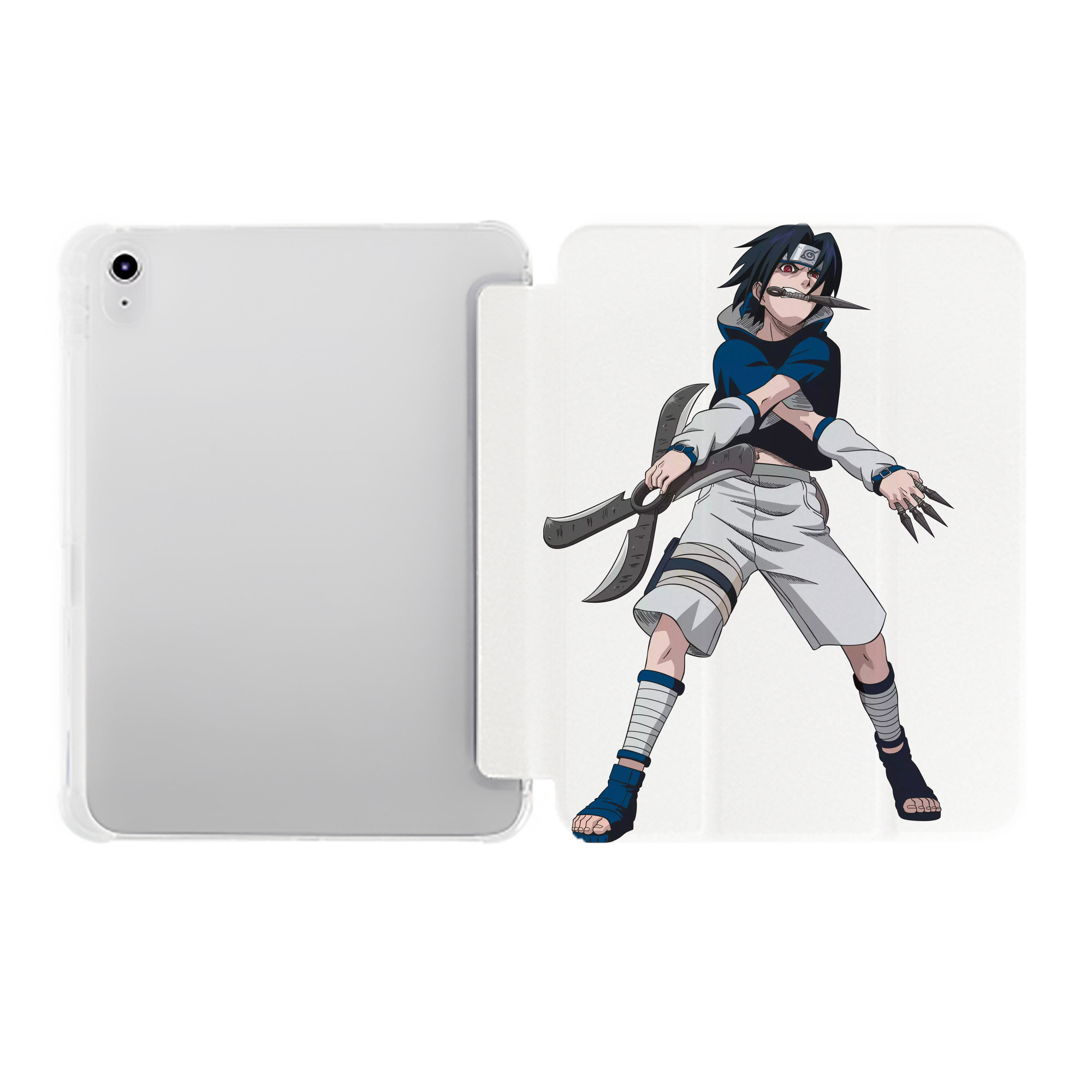 （画像用） NARUTO -ナルト- うちは サスケ Uchiha Sasuke IPad ケース ペン収納付き 三つ折りスタンド PUレザー×シリコン 対応機種9.5/10.5/10.9インチ